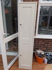 freestanding tall boy bathroom cabinet in cream from Victoria plumbing company