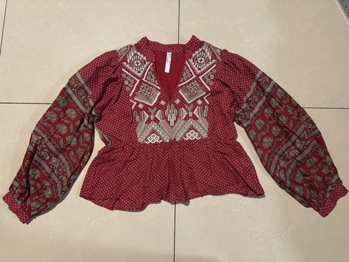 Anthropologie peplum top red - peplum,