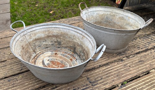 Pair galvanised vintage - of,