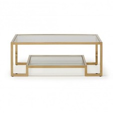Arighi Bianchi Kesterport Gold Effect & Glass Outline Coffee Table RRP £919