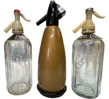 Vintage Schweppes Soda Siphons Set of Three Glass and Metal - #1008