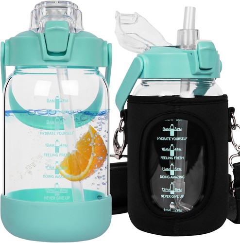 Glass water bottle with - 1l,
