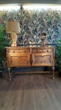 Antique Jacobean Geoometric Solid Oak Sideboard, Refurbished