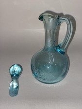 Teal Hand Blown Vintage Cruet