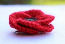 Handmade Crochet Remembrance Day Poppy Brooch