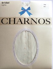 Charnos Medium/Large Size Pearl Backseam Bridal Tights in Ivory