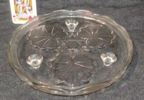 Vintage clear glass footed - clear, 3-footed