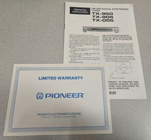 Pioneer tx950 tx905 tx055 - pioneer,