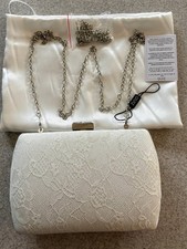 Quiz Clutch Bag Lace Ivory Floral Pattern Chain Strap