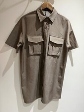 PLT Dress Size 8 Brown Short Sleeve Oversized Shirt Casual Formal