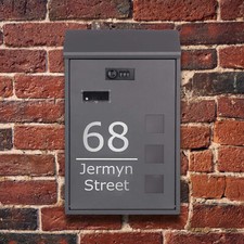Secure Personalised Post Box Black Wall Mounted Mailbox with Combination Lock UK