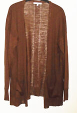 Next Linen Blend Cardigan chocolate brown buttonless open cardi Size 10 vgc