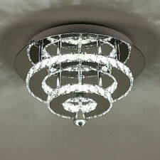30W LED Crystal Ceiling Light Chandelier Cool White Modern Round Pendant Lamps