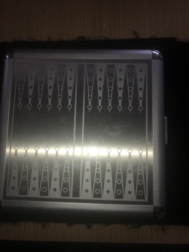 Silver metal backgammon - metal, backgammon/