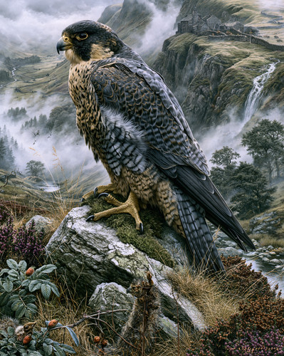 Peregrine falcon misty - falcon, on