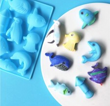 8 Penguin Dolphin Whale Sealife Silicone Chocolate Mould Jelly Ice Cube Mold Wax