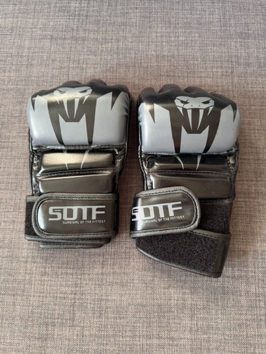 Mma boxing gloves black grey - black,
