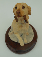 Sherratt & Simpson Labrador dog holding lead in mouth mounted on plinth