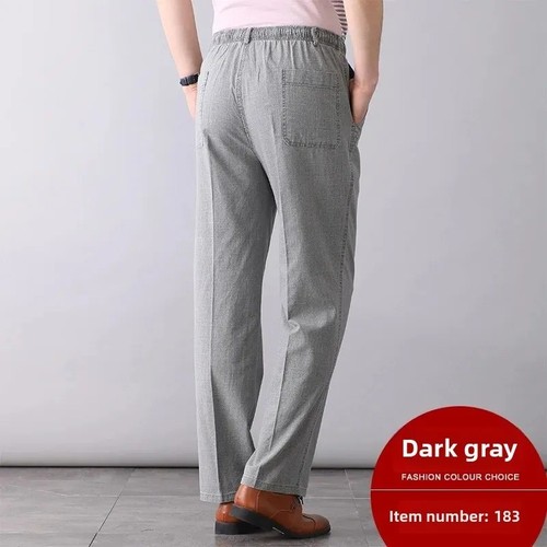 Men cotton linen pants elastic - men,