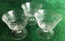 3x Delicate Edwardian Pall Mall Lady Hamilton Champagne Coupe / Sundae Glasses.