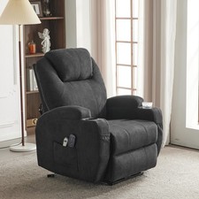 Electric Recliner Chair Massage Heated Elder Sofa Fabric Upholstered Armchair UK