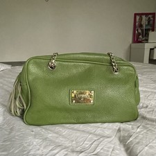  Valentina   Women's Genuine Leather Shoulder Bag In Green with Gold Hanger
