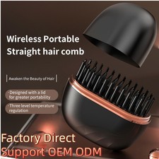 Hair Straightener Brush Rechargeable & Cordless Mini Hair Straightener Comb UK