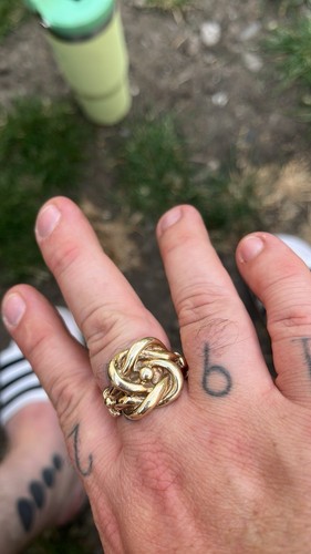 Mens 9ct gold knot - ring, 20.02g