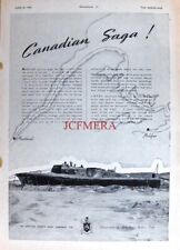 British Power Boat Co. Canadian Motor Torpedo Boat ADVERT WW2 Print Ad 675/115