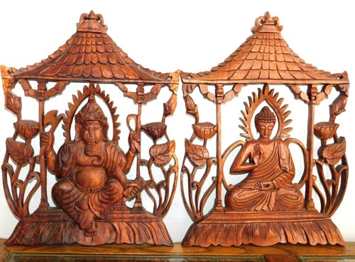 Set carved wood wooden - 2,