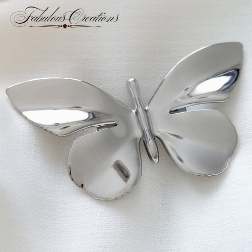 Silver tone butterfly brooch - silver,