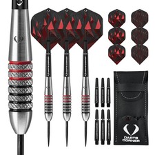 Darts Corner Astrofire Darts Black/Red Set, Various Weights With Flight Options