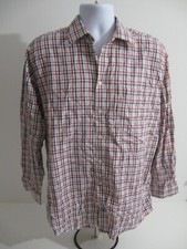 Laine Taylor Pure Cotton Mens Red Blue Check Shirt Longsleeve Size 16.5"