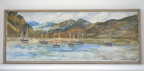 Vintage landscape oil painting - landscape,