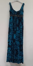 VINTAGE RARE FIRETRAP HENNLEY SIZE MEDIUM (12-14) TEAL/BLACK MAXI DRESS FREE P&P