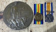 KJS3225 WW1 Pair Death Plaque 150418 Cpl C Goodridge 85 Canadian Infantry Medals