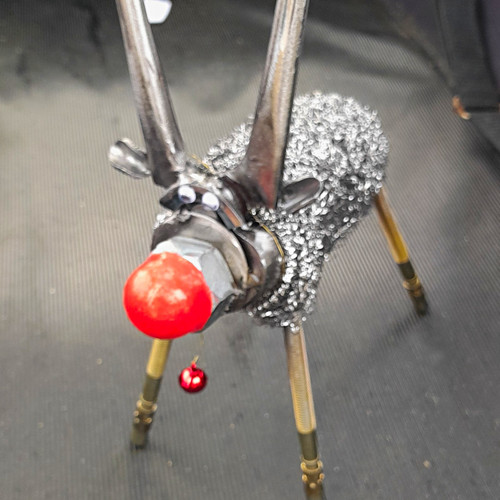 Scrap art reindeer with - art, red