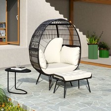 Oversized Egg Chair with Ottoman & Soft Cushions-