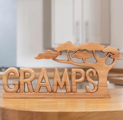 Carved wooden word art - word, gramps