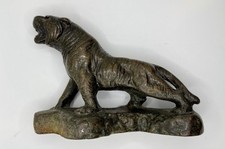 Vintage solid bronze tiger sculpture cast circa 1930s–1940s original aged patina