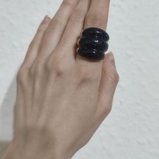 Folli Follie Blue Sandstone 18k Gold Plated Statement Ring Sz 6(52) - UK size K