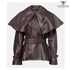 Womens Brown Lambskin Leather