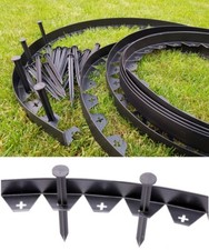 Garden Lawn Edging Strip Flexible Plastic Border 10m + 50 STRONG Pegs