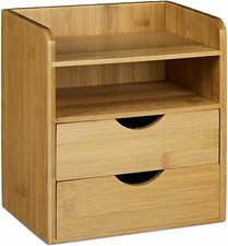 4 Tier Bamboo Desk Unit Stationary Storage Wood Mini Desk Top Organiser 