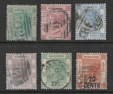 HONG KONG QV Collection of 6 Stamps, See Description, Used