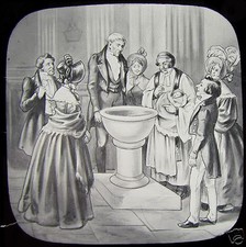Glass Magic Lantern Slide THE BLOOMSBURY CHRISTENING NO6 C1890 VICTORIAN TALE