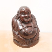 Large Antique Chinese carved wood Laughing Buddha