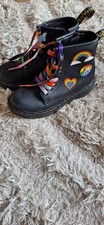 Girls Doc Martins Rainbow Black Multi Colour Boots Worn Once