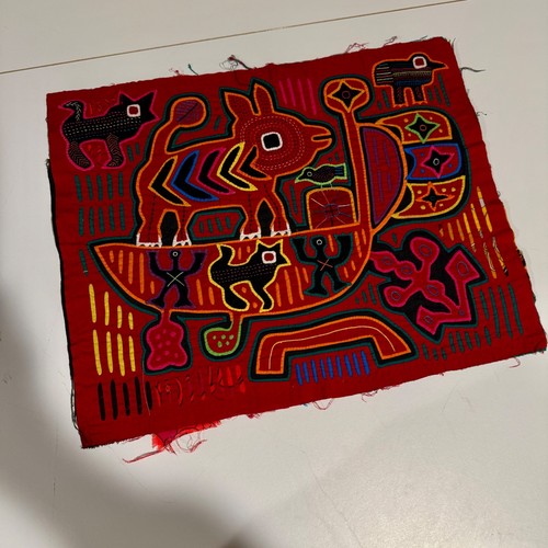 Mola art panel - art, red
