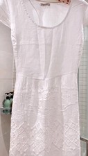 Ladies White Linen And Cotton Mix Dress By Lina Tomei ITALY size 10